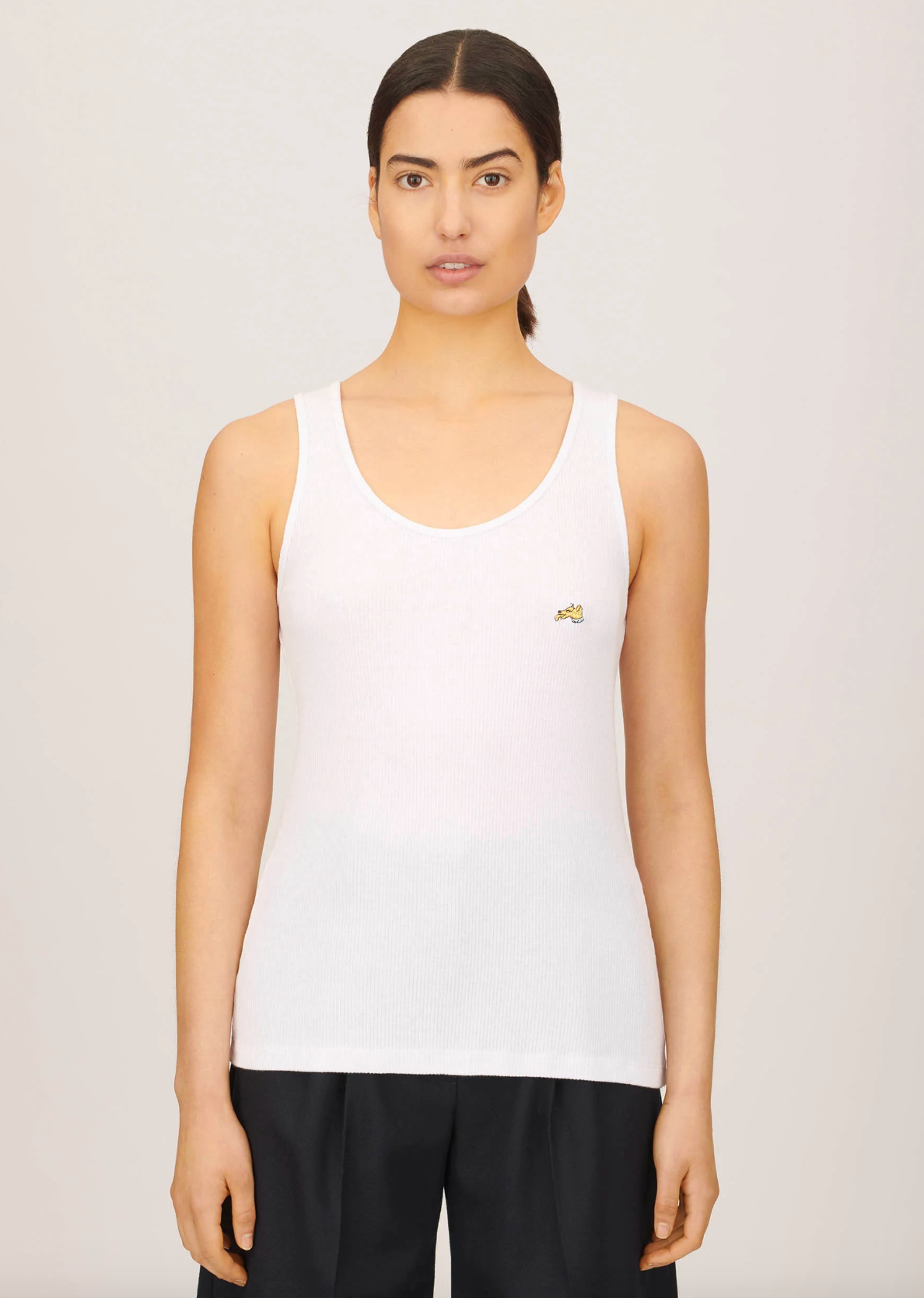 Embroidered Dog Logo White Tank