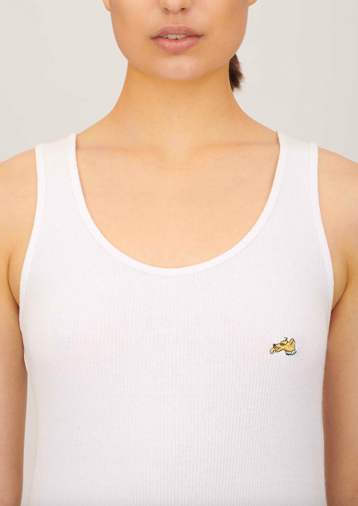 Embroidered Dog Logo White Tank