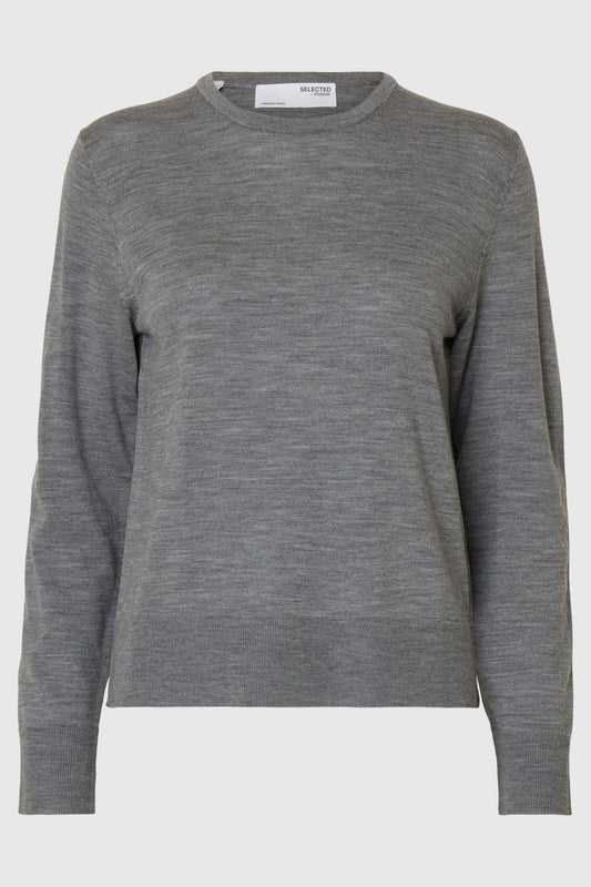 Grey selected femme sweater on a white background