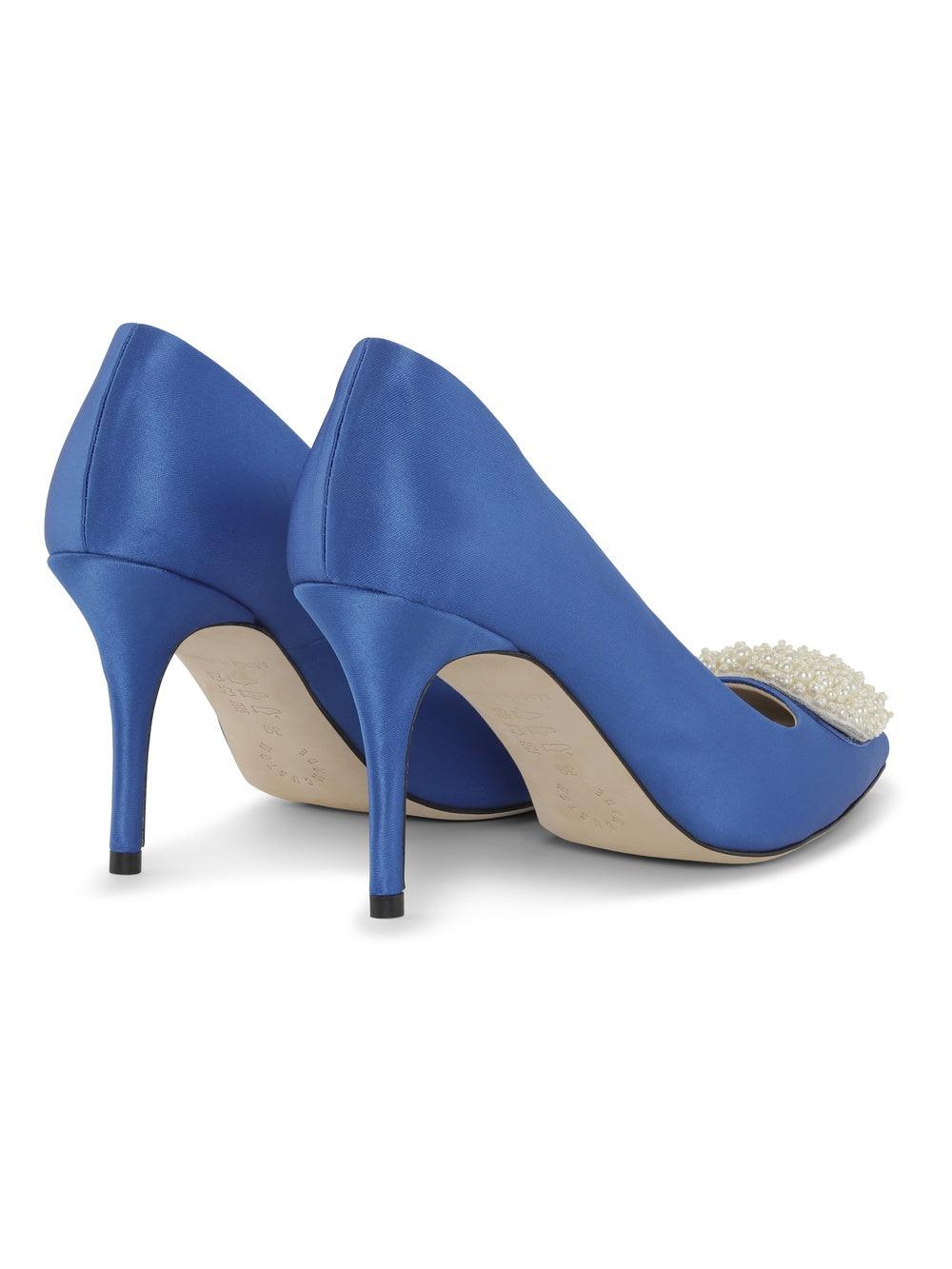 custommade - Aljo Pearl Heart Royal Blue Sandals - 32 The Guild