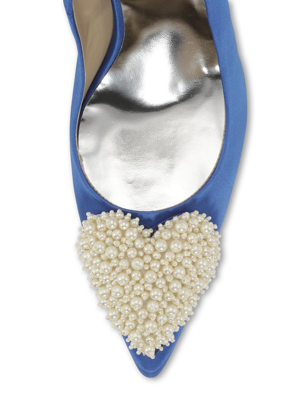 custommade - Aljo Pearl Heart Royal Blue Sandals - 32 The Guild