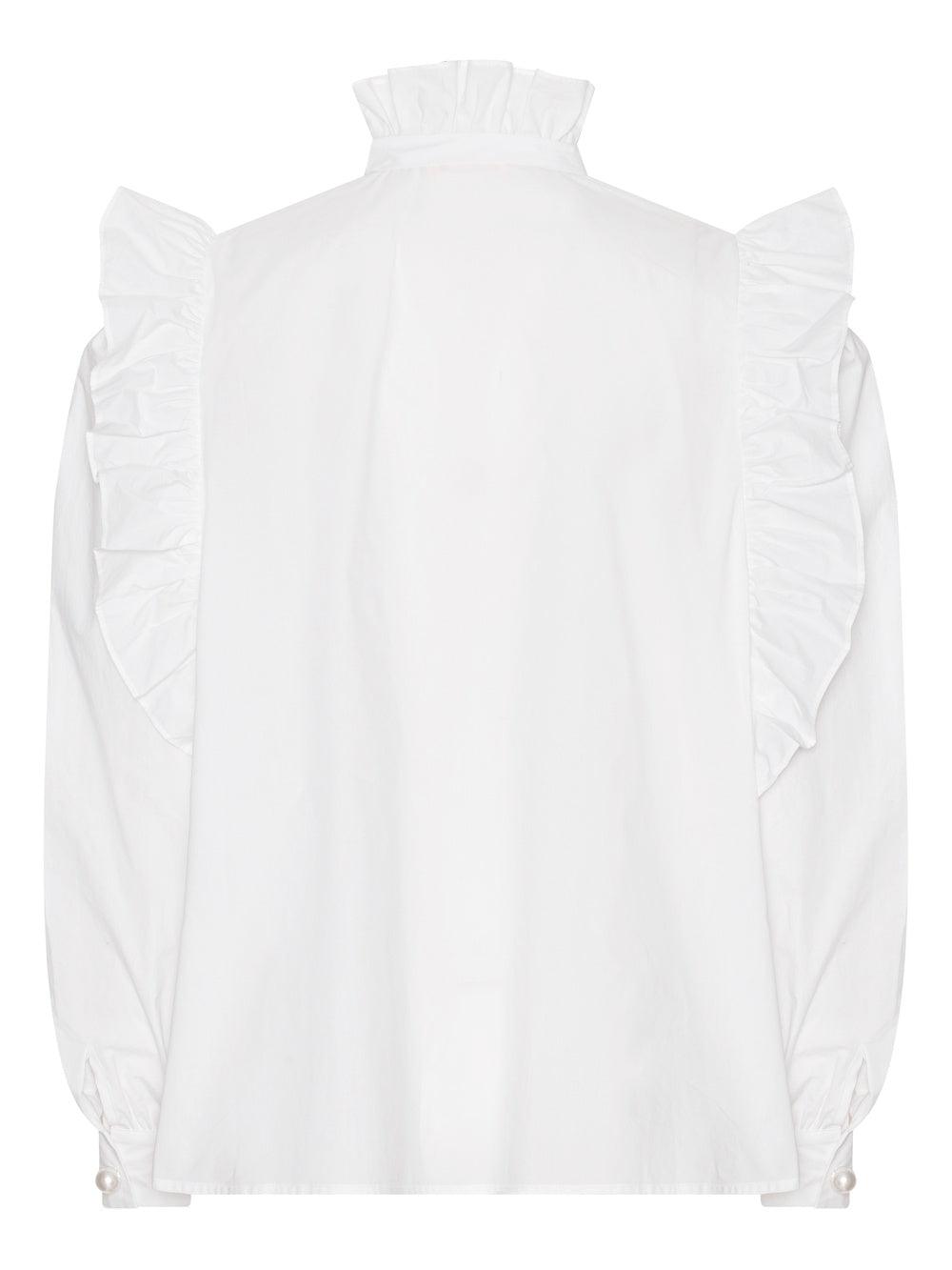 custommade - Denja High-Collar White Ruffle Shirt - 32 The Guild