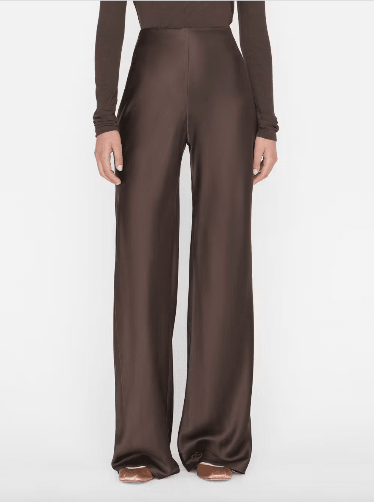 frame - Espresso Wide-Leg Pull-On Silk Trousers - 32 The Guild