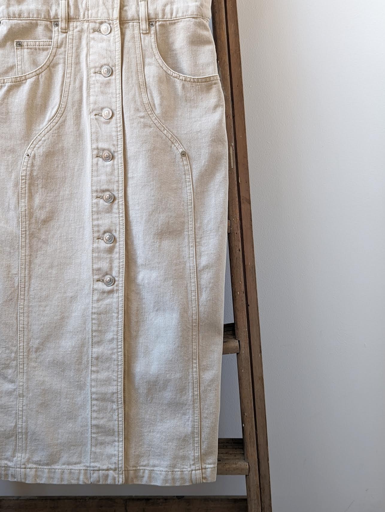 Marant Etoile - Filipine Ecru Denim Button Dress - 32 The Guild