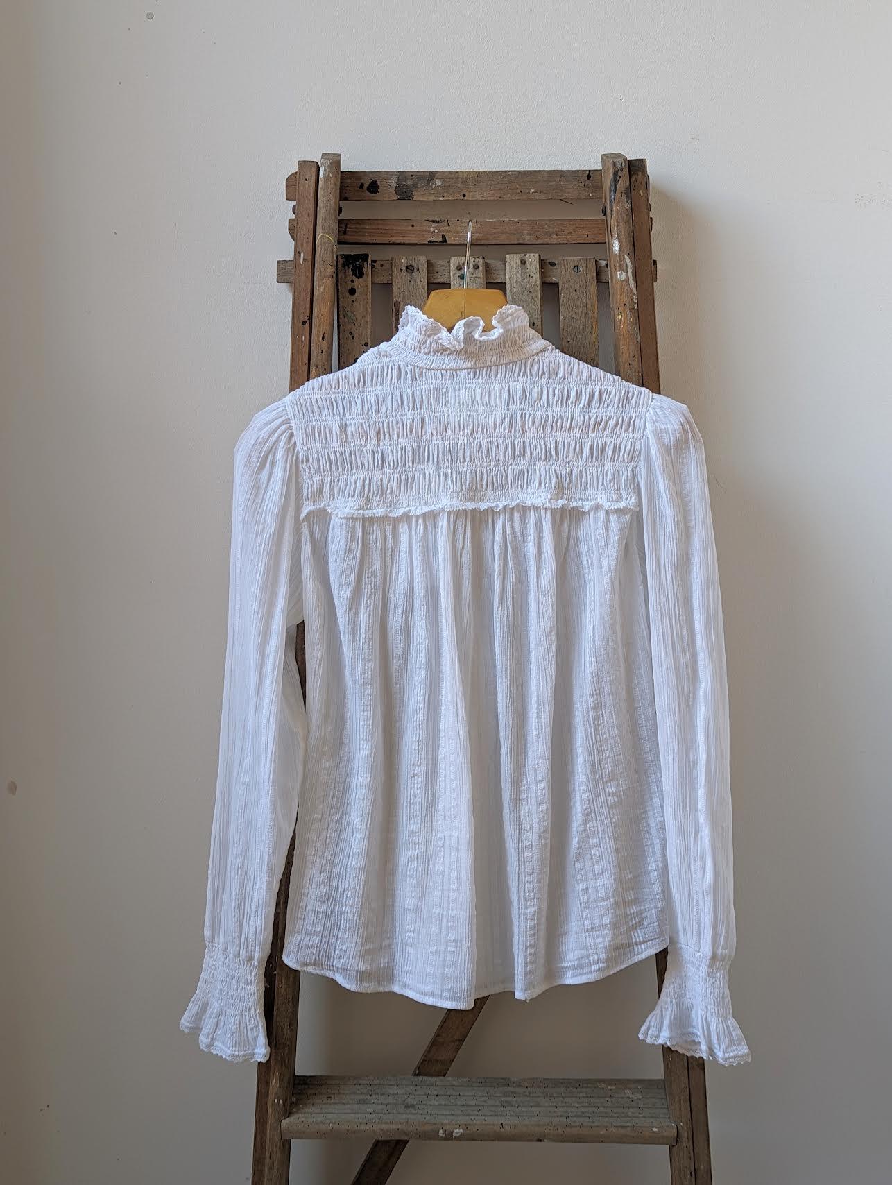 Marant Etoile - Idaline White Smocked Ruffle Shirt - 32 The Guild