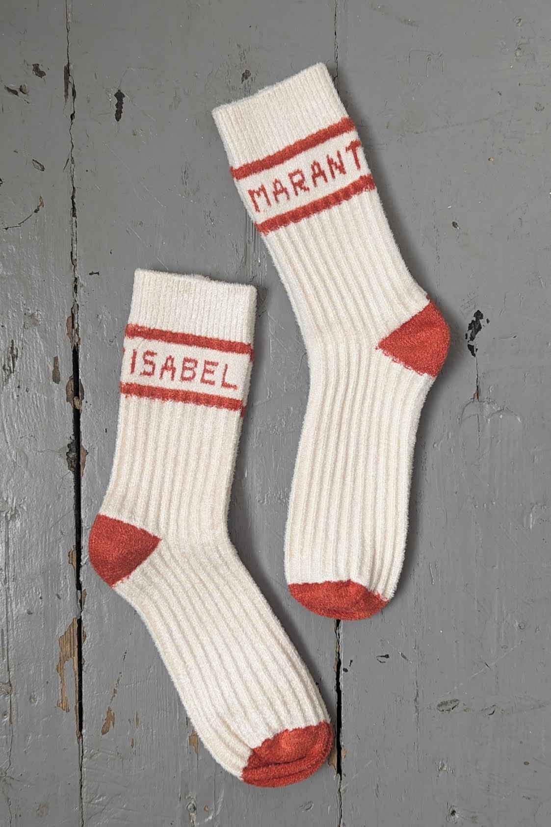 Marant Etoile - Linden Intarsia Ribbed Ecru Socks - 32 The Guild