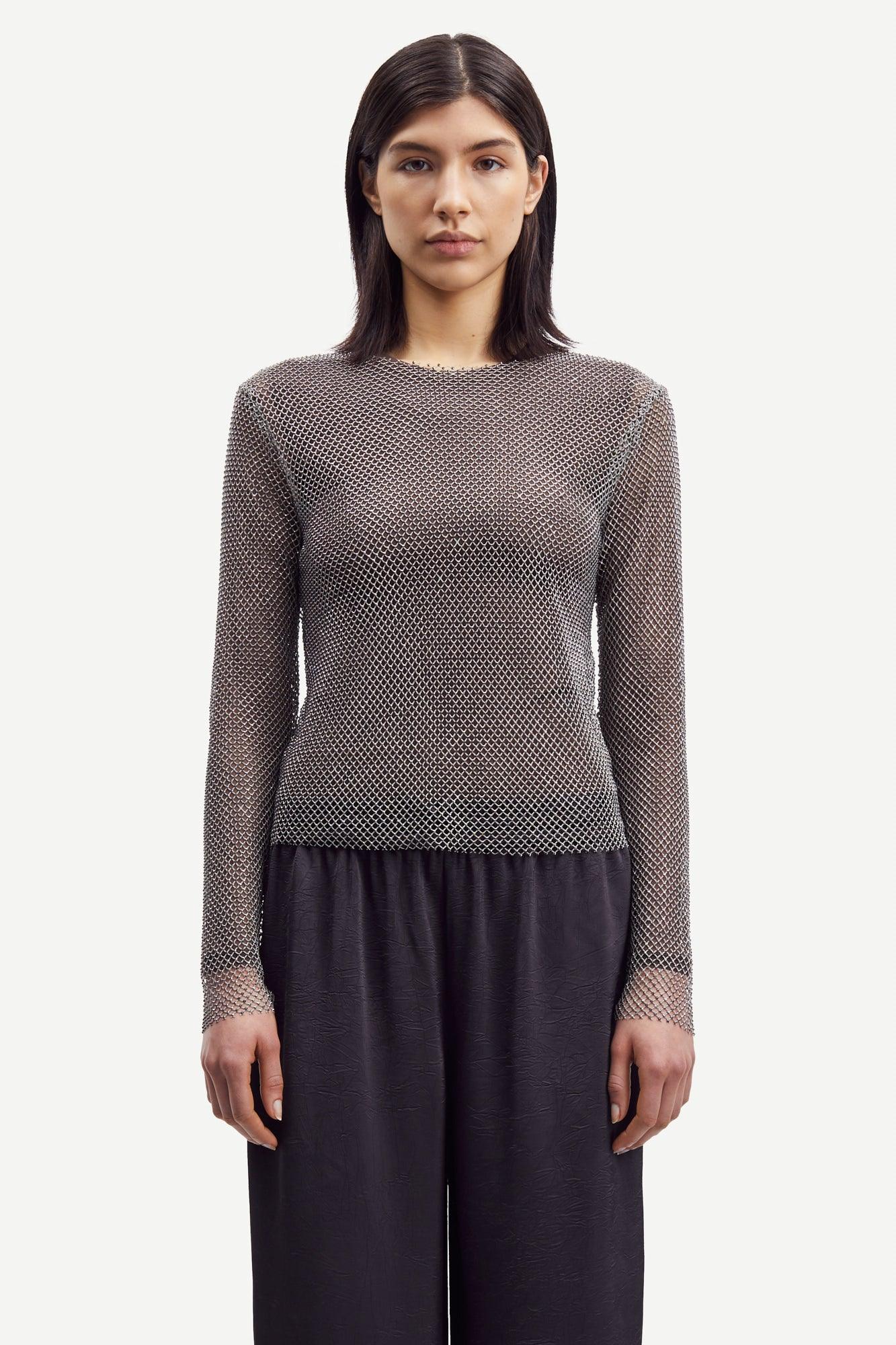 Samsoe Samsoe - Magda Silver Sparkle Mesh Top - 32 The Guild