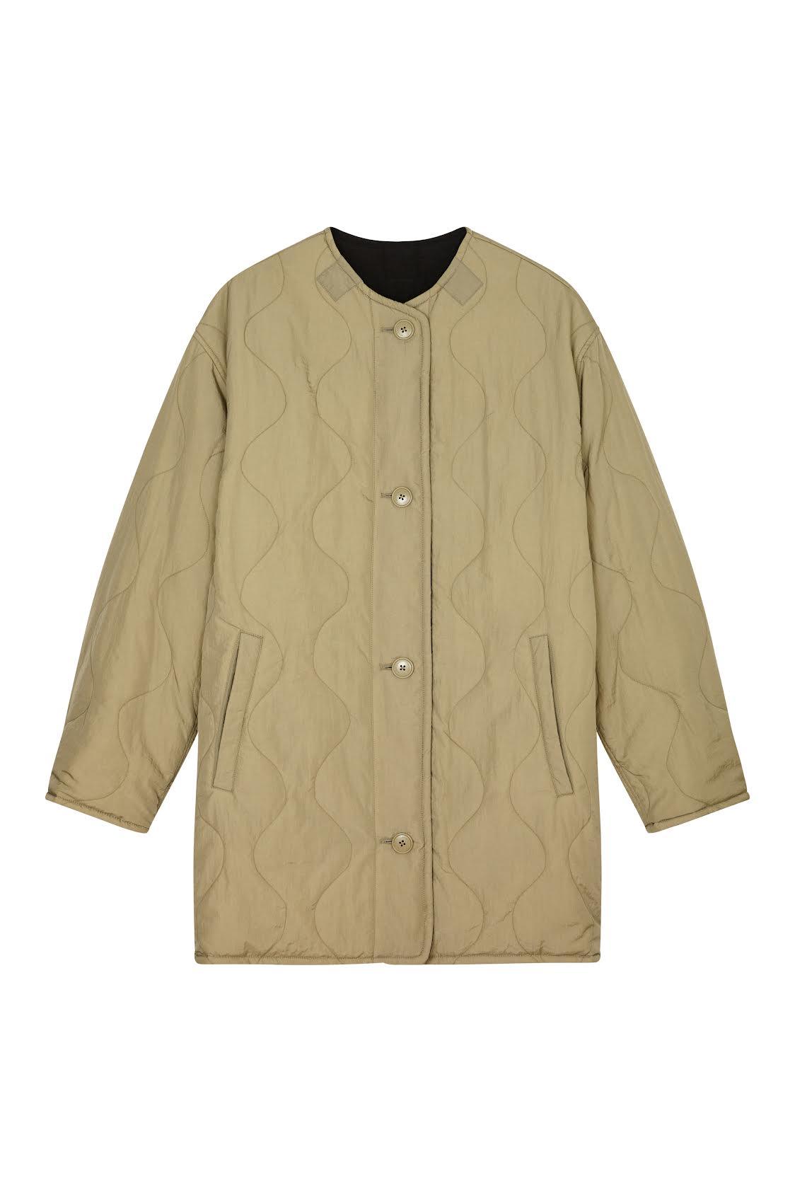 Marant Etoile - Nesma Reversible Black & Khaki Quilted Coat - 32 The Guild