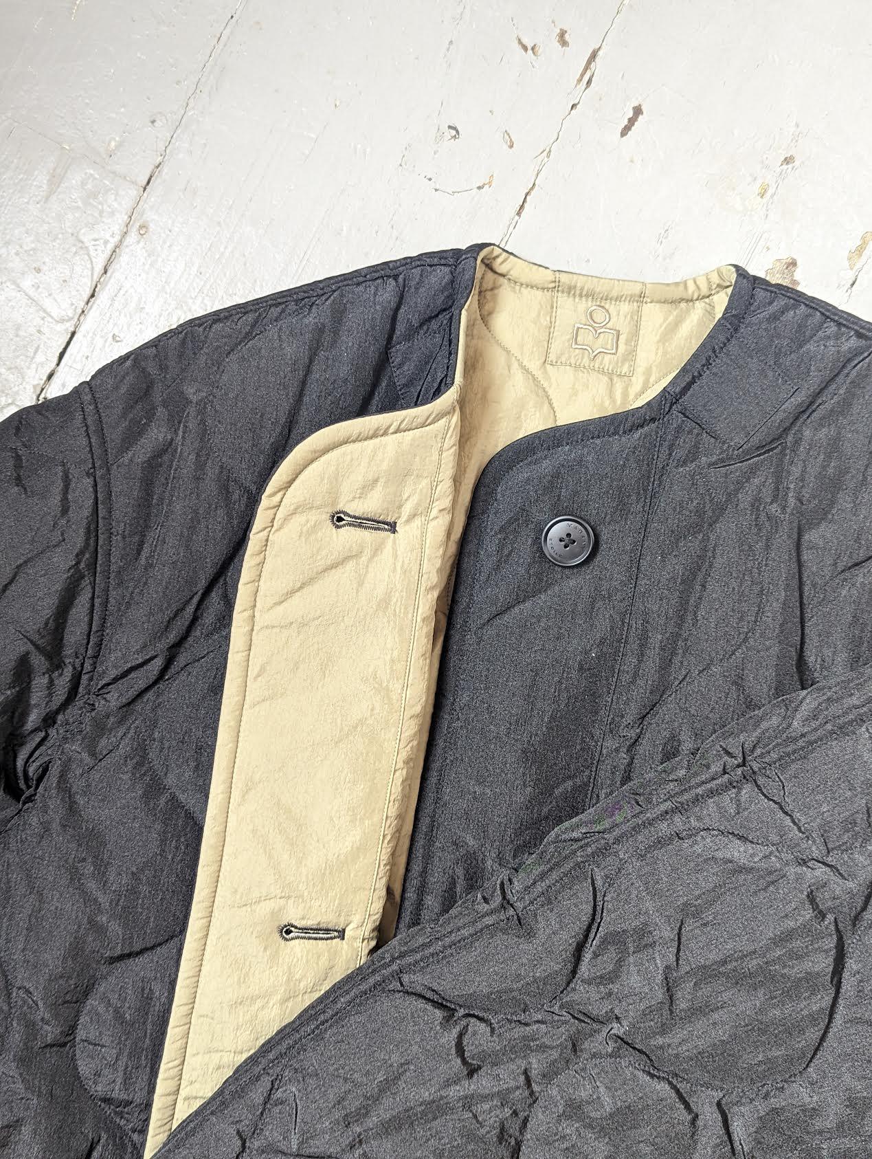 Marant Etoile - Nesma Reversible Black & Khaki Quilted Coat - 32 The Guild