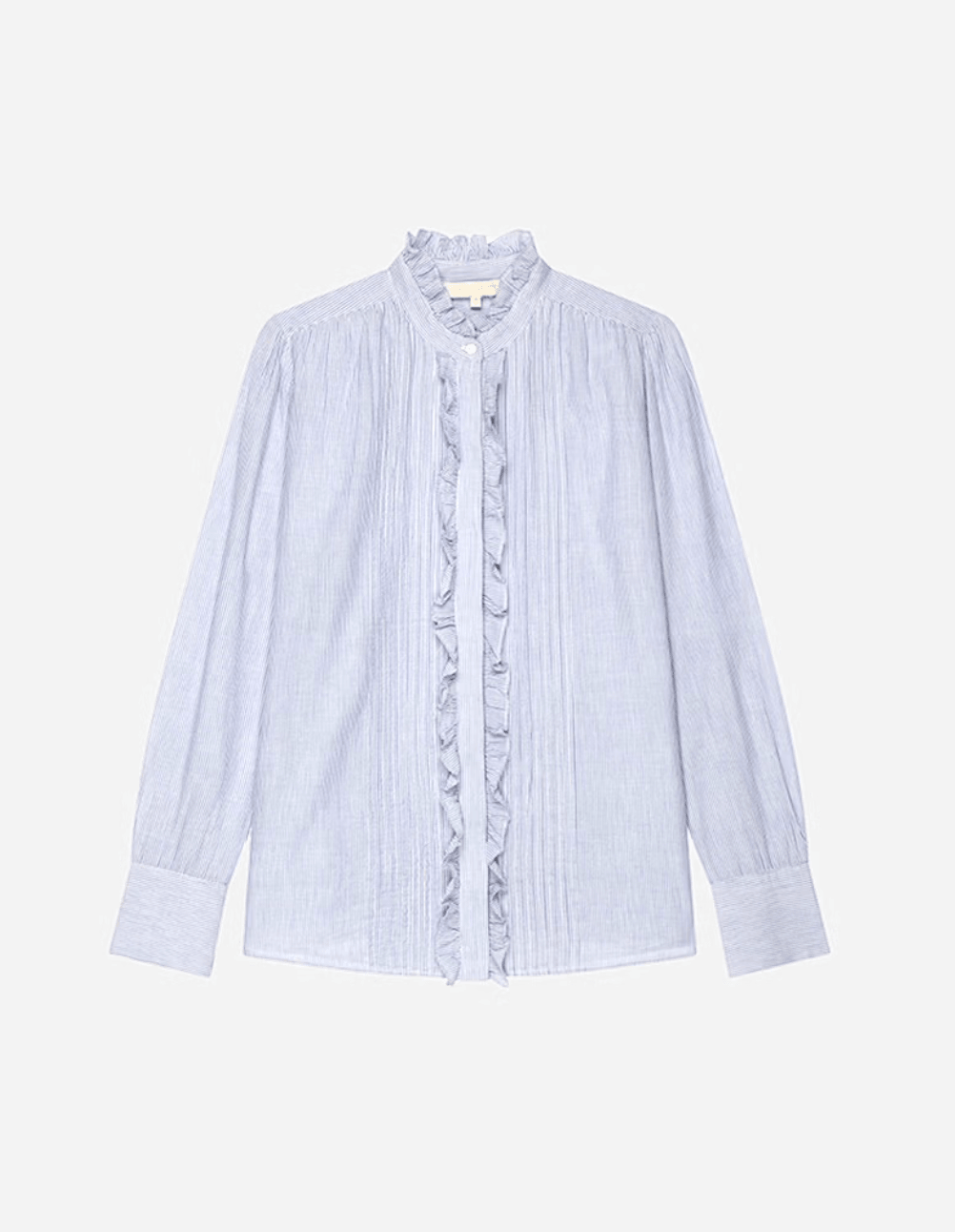 Vanessa Bruno - Nicolas White & Blue Frill Blouse - 32 The Guild