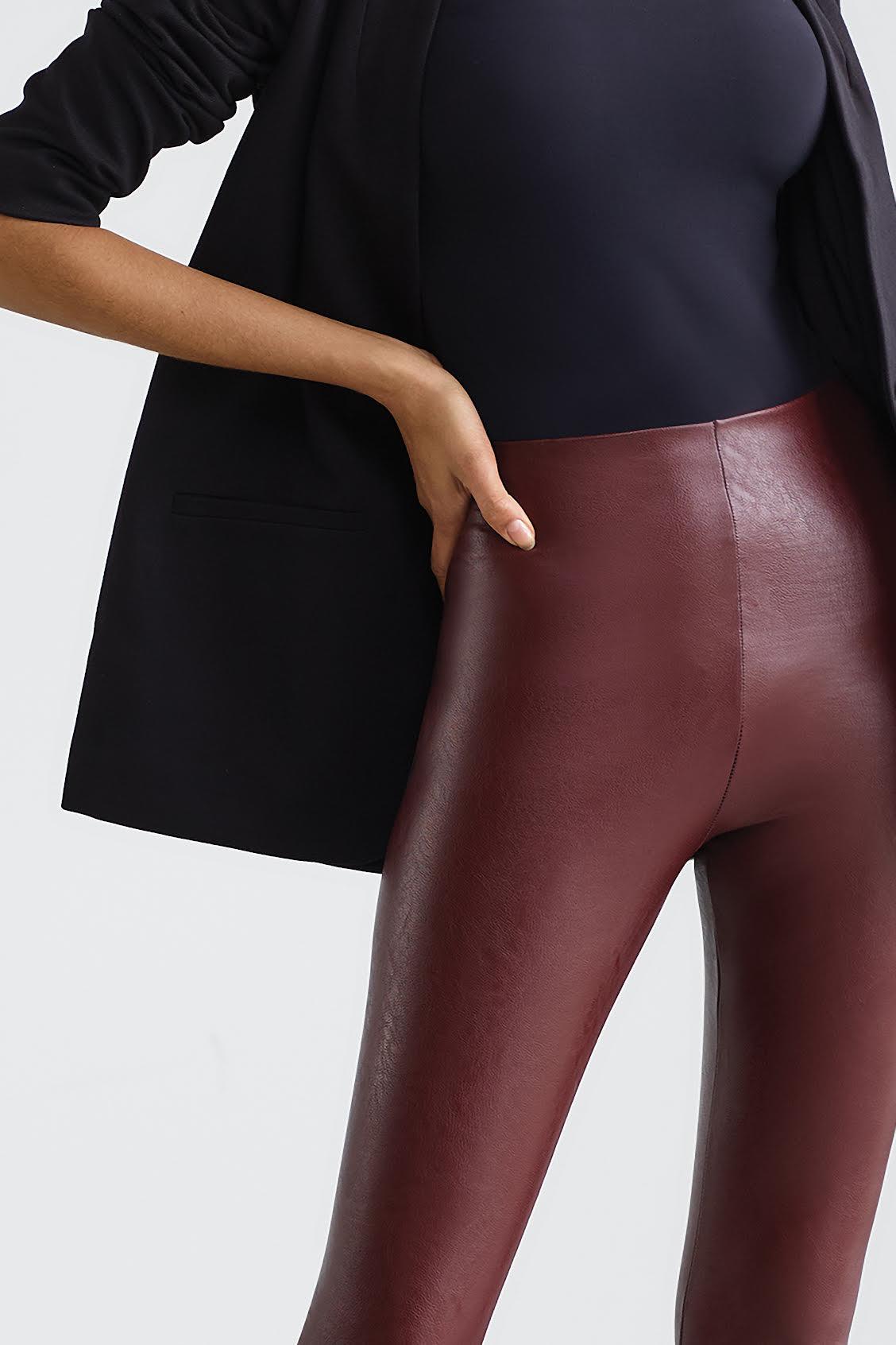 Perfect Control Oxblood Faux-Leather Leggings