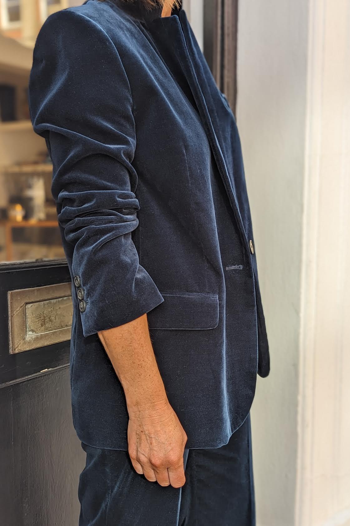 Vanessa Bruno - Petrol Blue Jacket & Trouser Velvet Suit - 32 The Guild