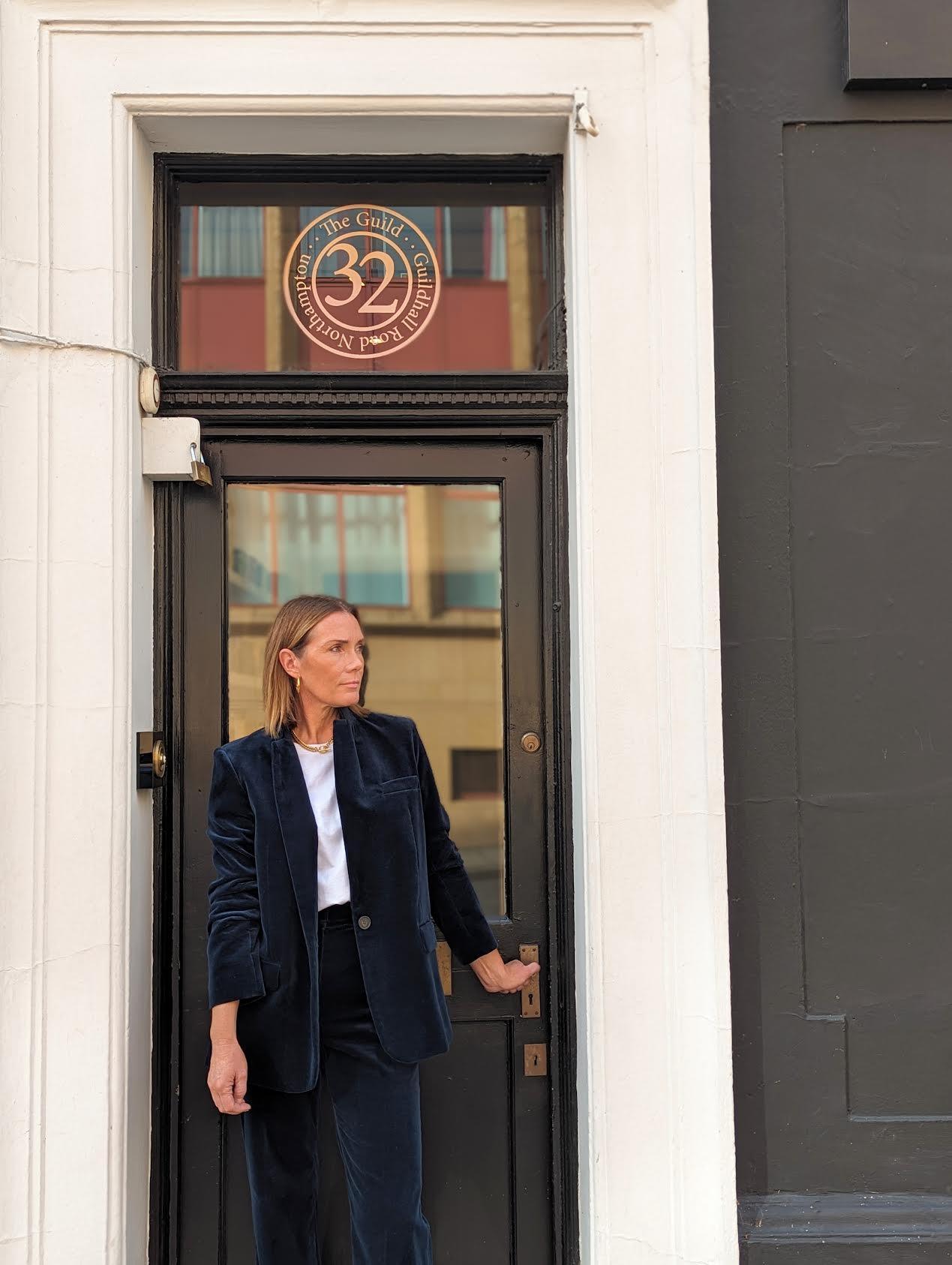 Vanessa Bruno - Petrol Blue Jacket & Trouser Velvet Suit - 32 The Guild