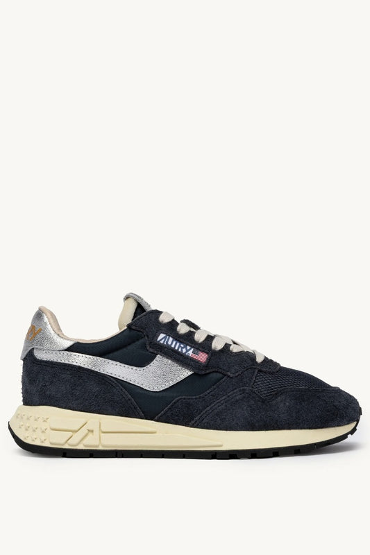 Reelwind Low Sneakers in Space and Silver Nylon Suede and Leather