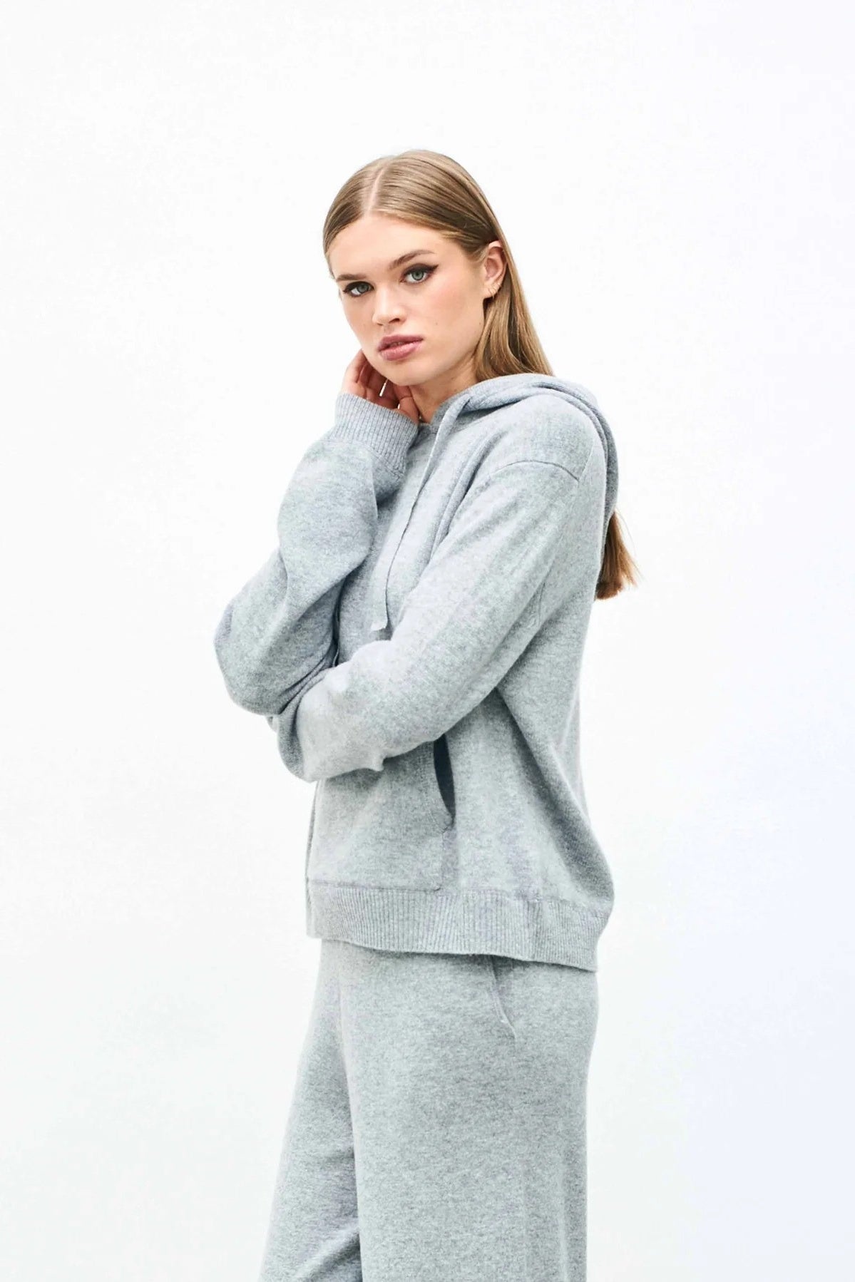 Merino Grey Marl Oversize Hoodie