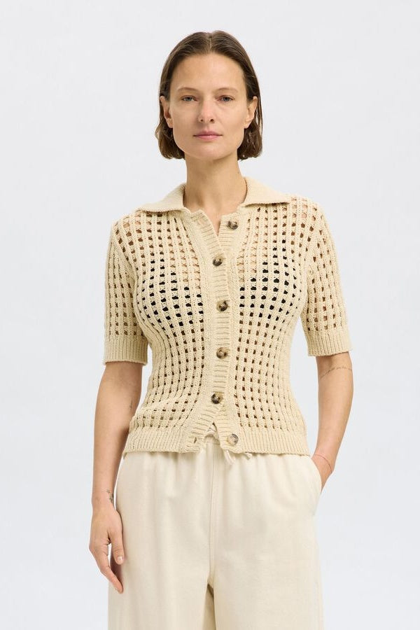 Slfellen Crochet Style Knitted Cardigan