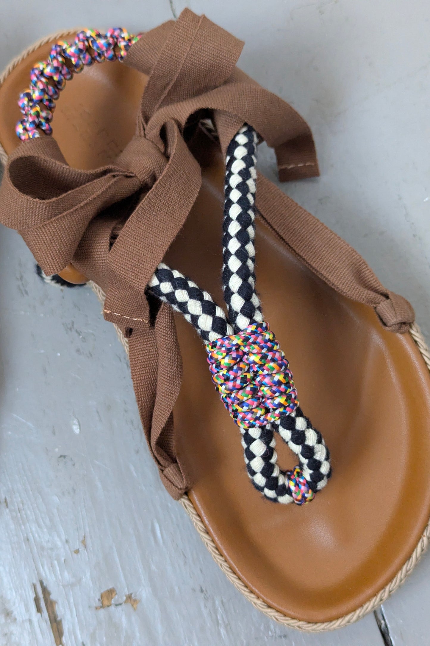 Gypsa Beige Thong Sandals