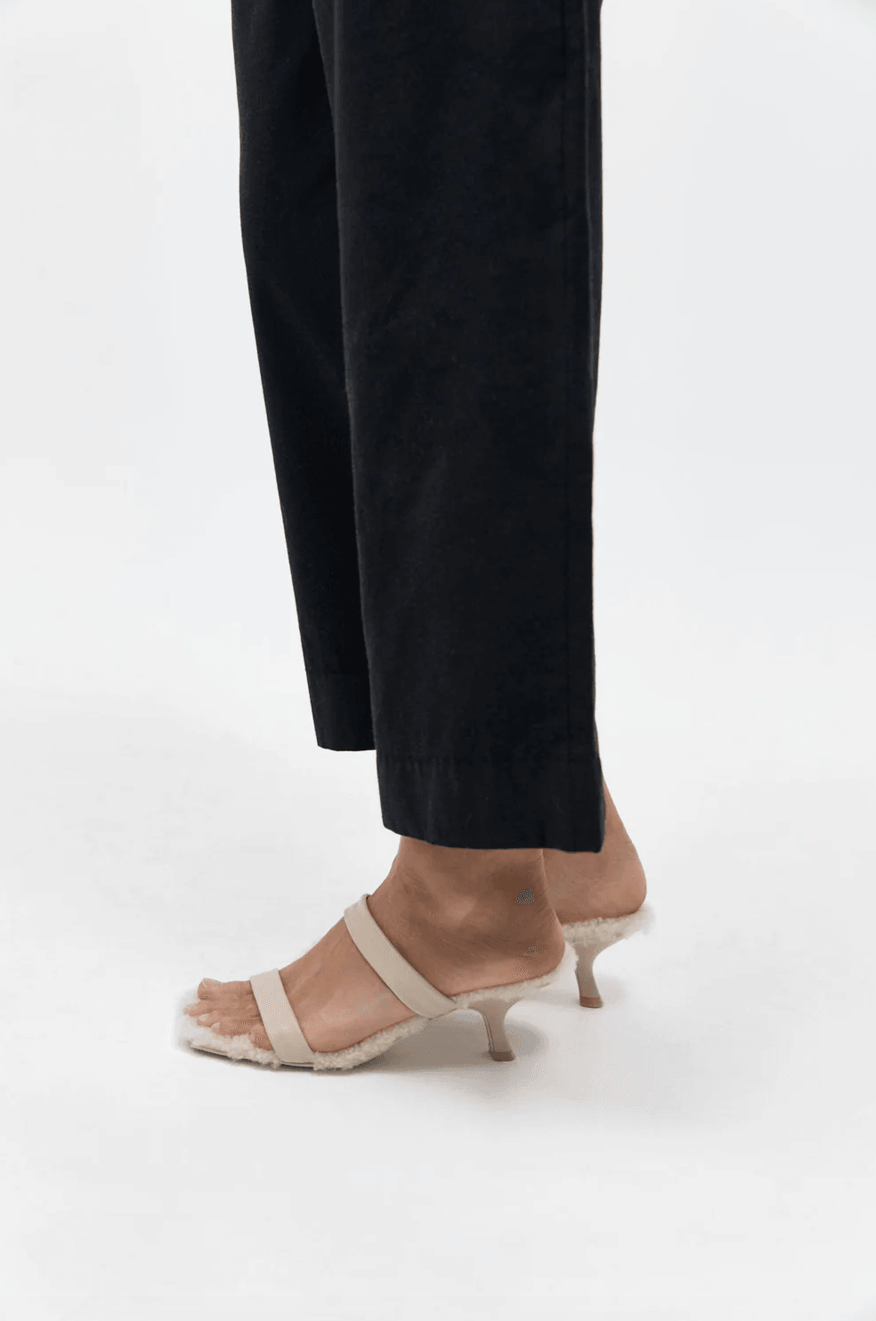 St. Agni - Shearling Double-Strap Ecru Sandals - 32 The Guild