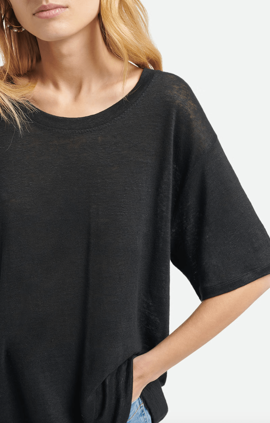 Vanessa Bruno - Tasna Black Linen Oversized T-Shirt - 32 The Guild