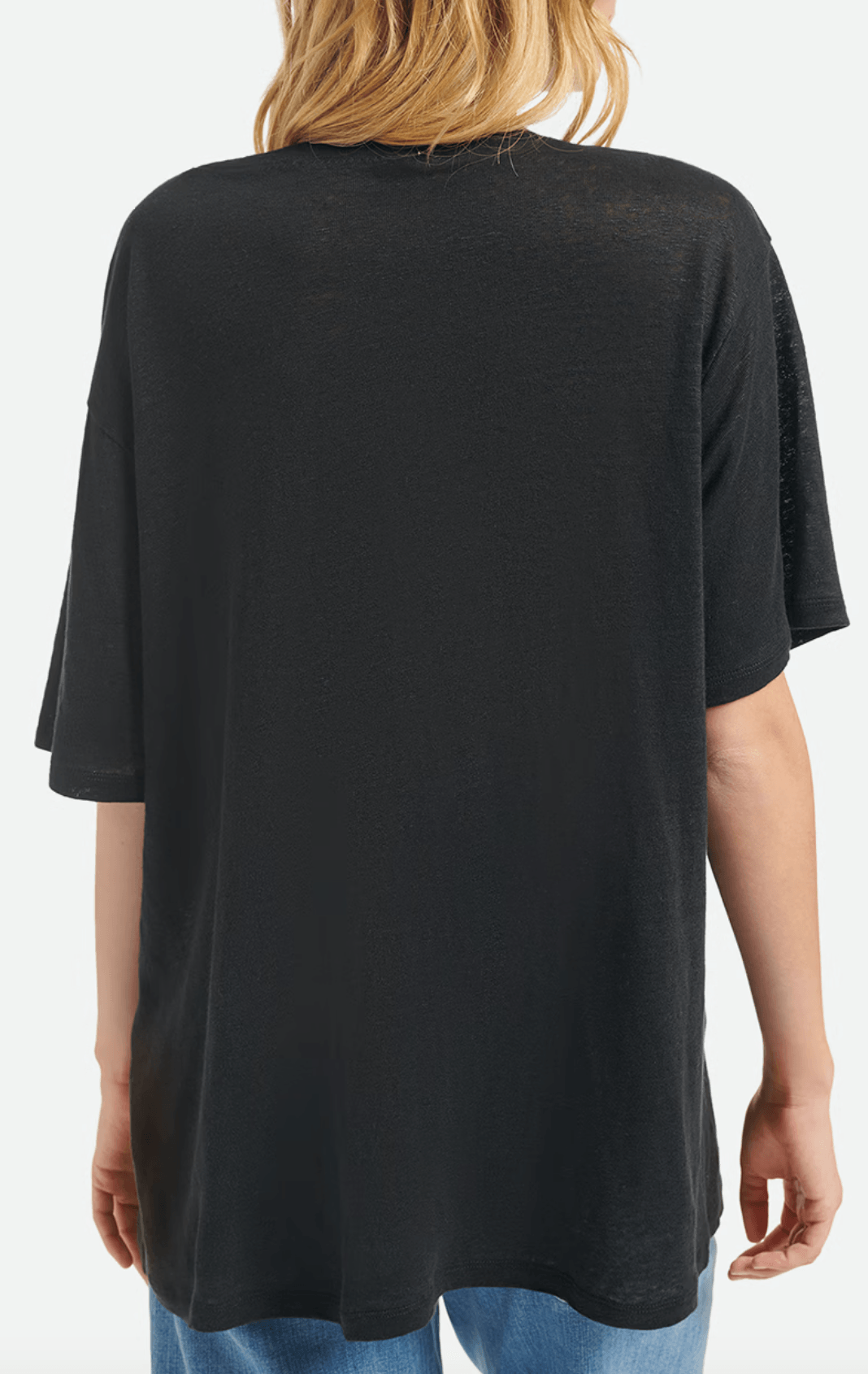 Vanessa Bruno - Tasna Black Linen Oversized T-Shirt - 32 The Guild