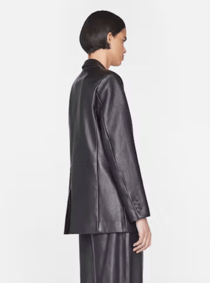 frame - The Oversized Noir Leather Blazer - 32 The Guild