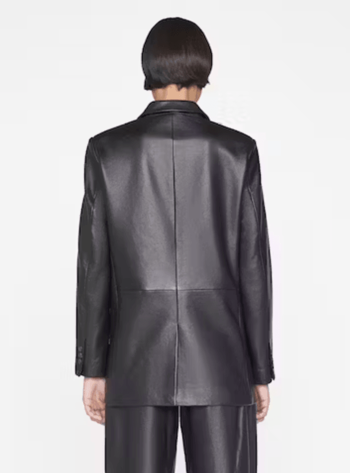 frame - The Oversized Noir Leather Blazer - 32 The Guild
