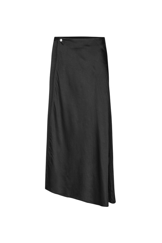 Samsoe Samsoe - Viktoria Black Asymmetric Bias Skirt - 32 The Guild