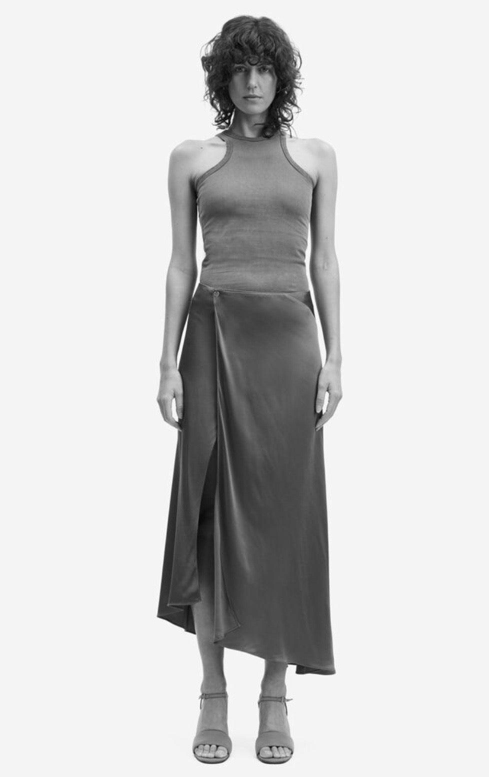 Samsoe Samsoe - Viktoria Black Asymmetric Bias Skirt - 32 The Guild