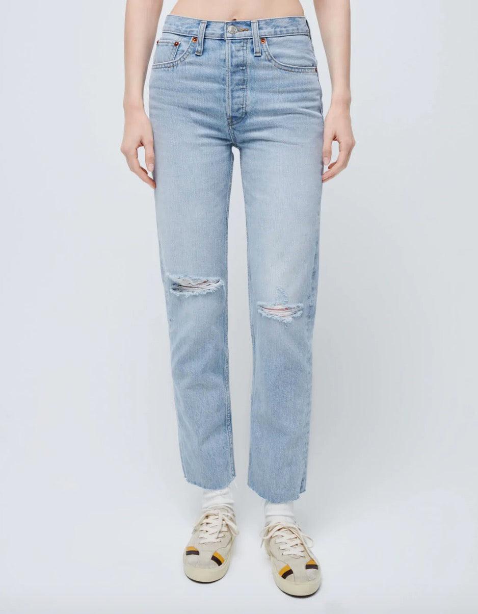 Re/Done - 70s Stovepipe Surf Blue Destroyed Jeans - 32 The Guild