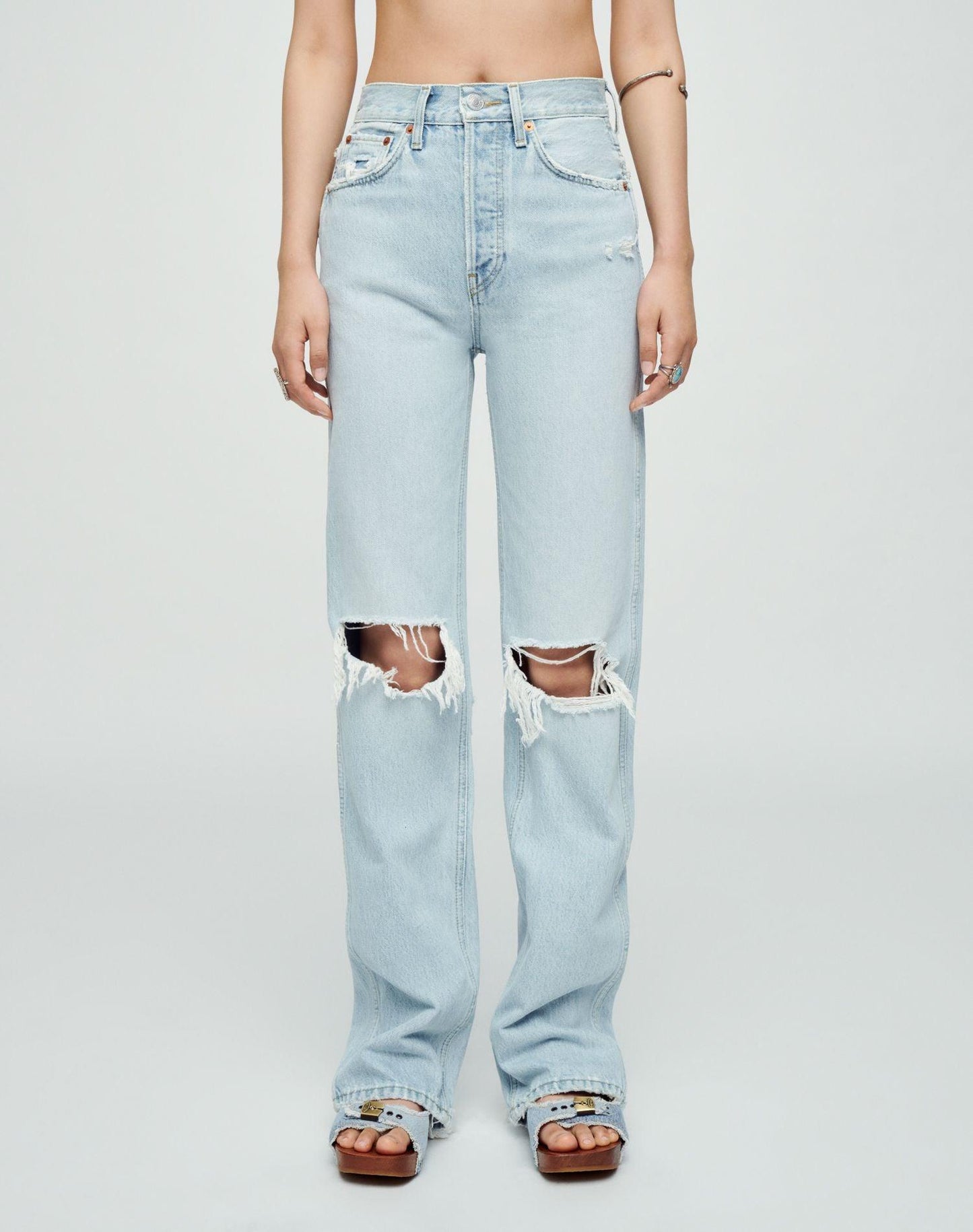 Re/Done - 90s High-Rise Loose Disco Destroy Jeans - 32 The Guild