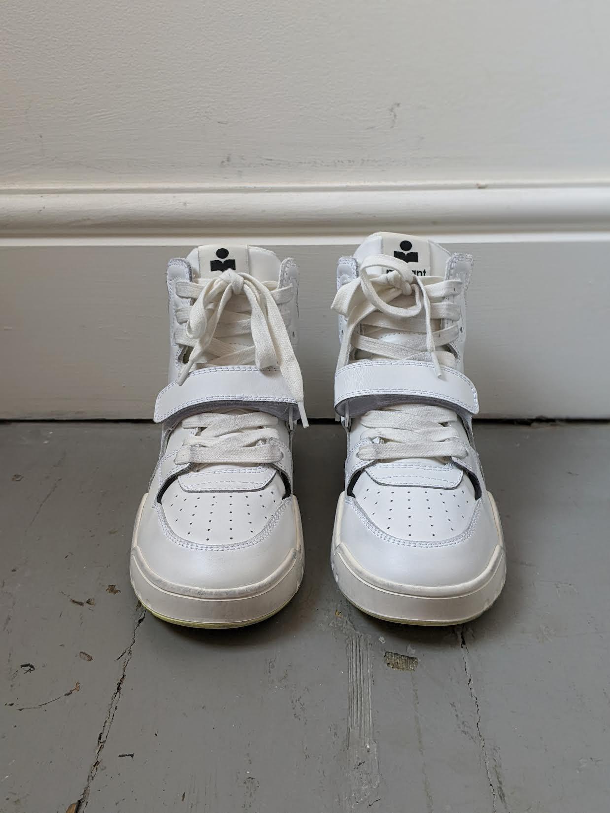 Isabel Marant Etoile - Alsee Black & Yellow Leather Hi-Top Sneakers - 32 The Guild