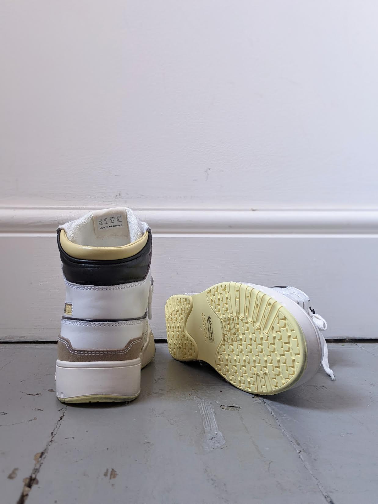 Isabel Marant Etoile - Alsee Black & Yellow Leather Hi-Top Sneakers - 32 The Guild