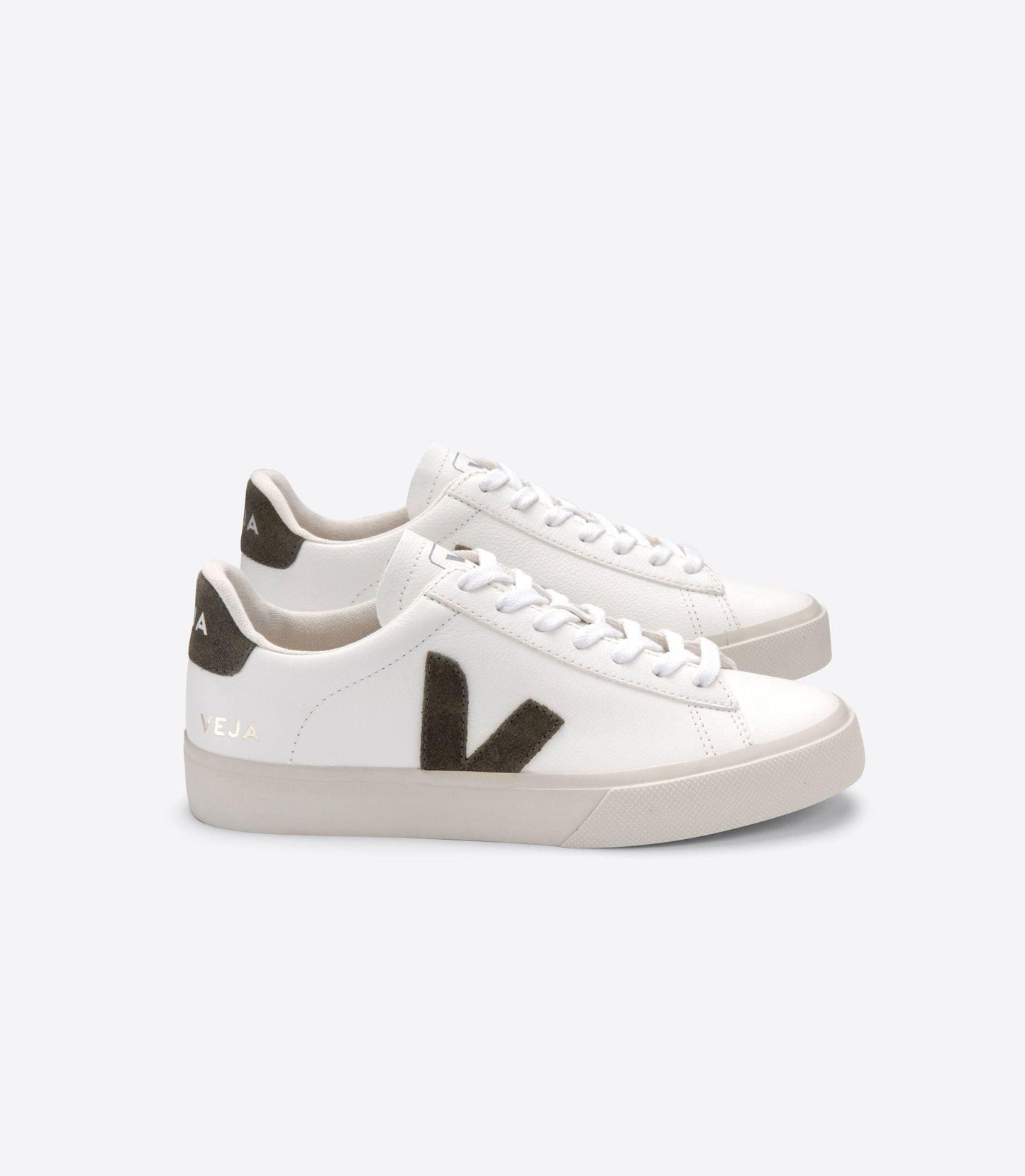 veja campo white khaki leather sneakers