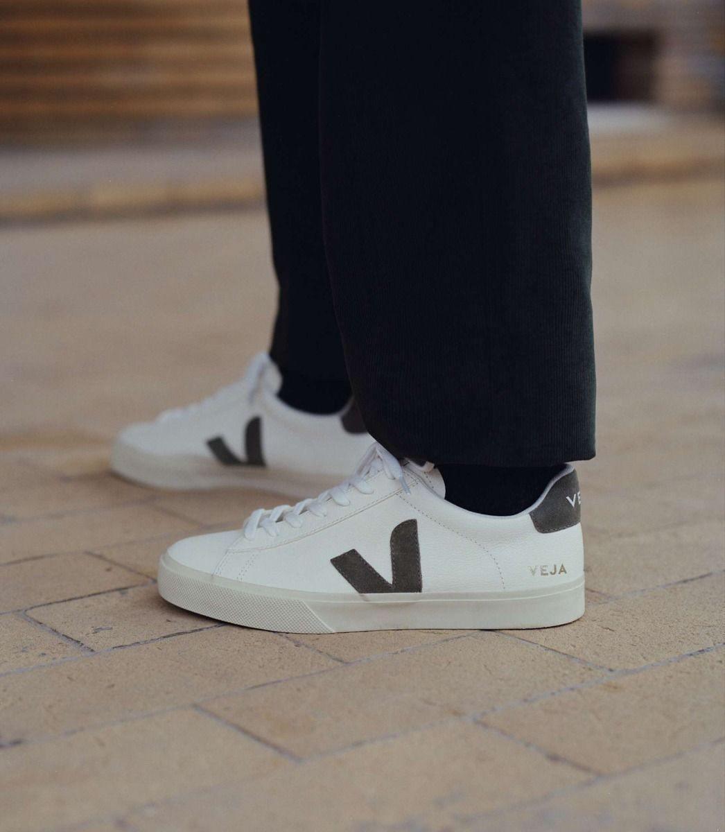 veja campo white khaki leather sneakers