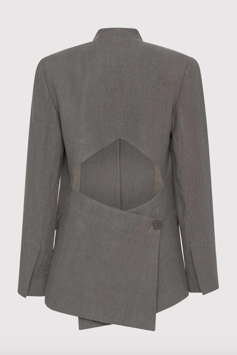 St. Agni - Caster Grey Linen Cut-Out Blazer - 32 The Guild