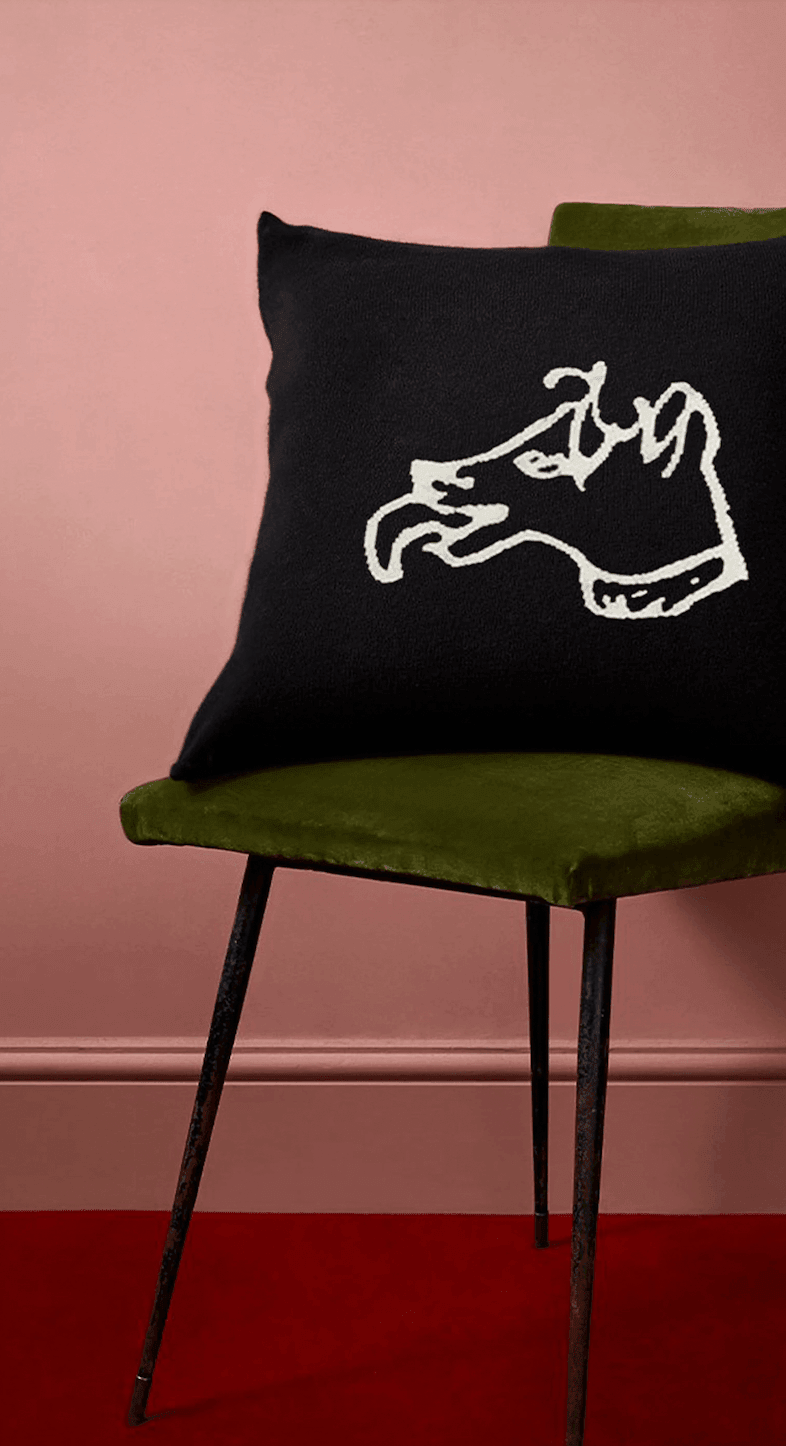 Bella Freud - Dog Monochrome Cashmere Wool Cushion - 32 The Guild