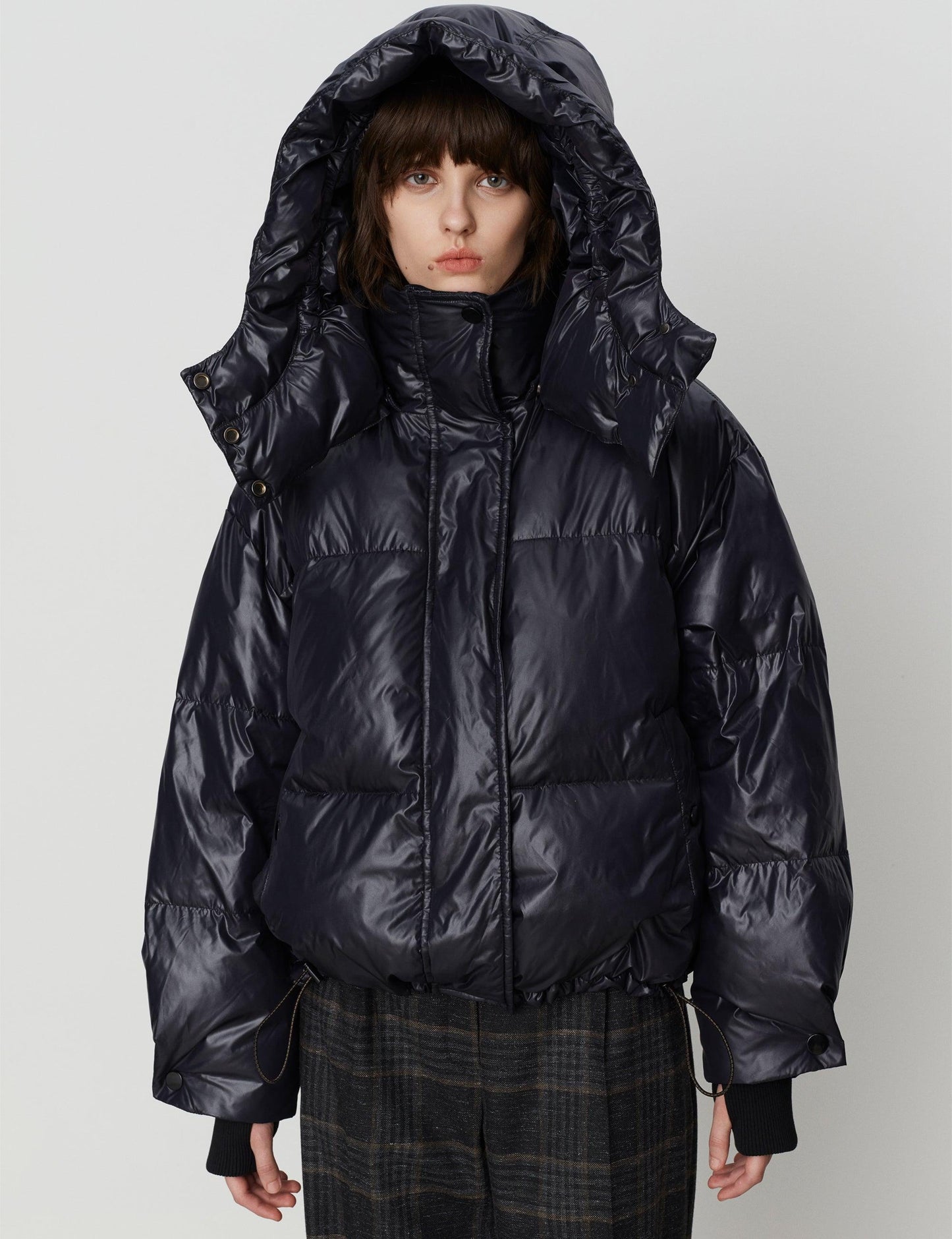 DAY BIRGER - Emmet Black Vinyl Cropped Puffer Jacket - 32 The Guild