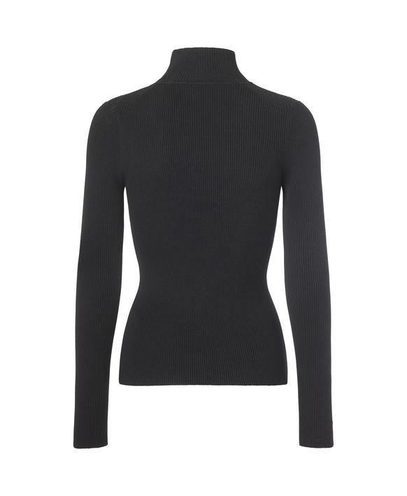 Samsoe Samsoe - Everly Black Silk & Cotton Blend Turtleneck Top - 32 The Guild