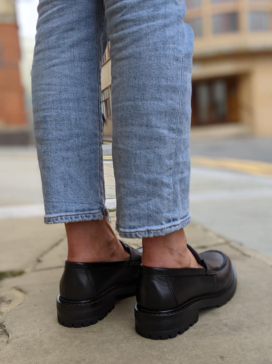 Samsoe Samsoe - Fira Black Leather Penny Loafers - 32 The Guild