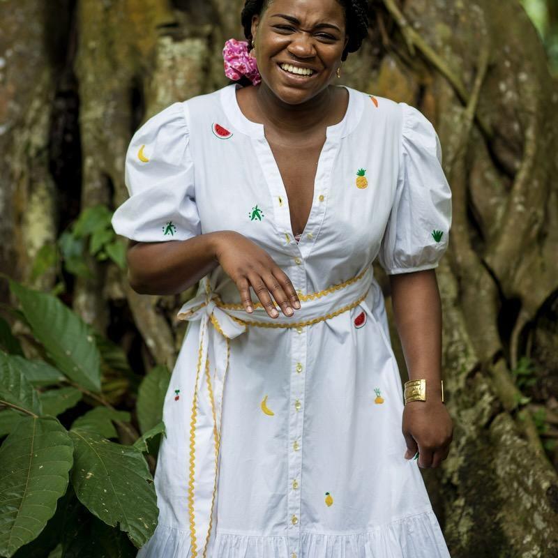 pink city prints five a day white dress