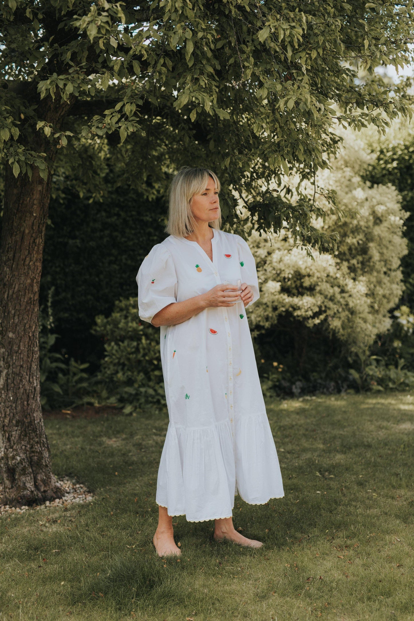 pink city prints five a day white dress