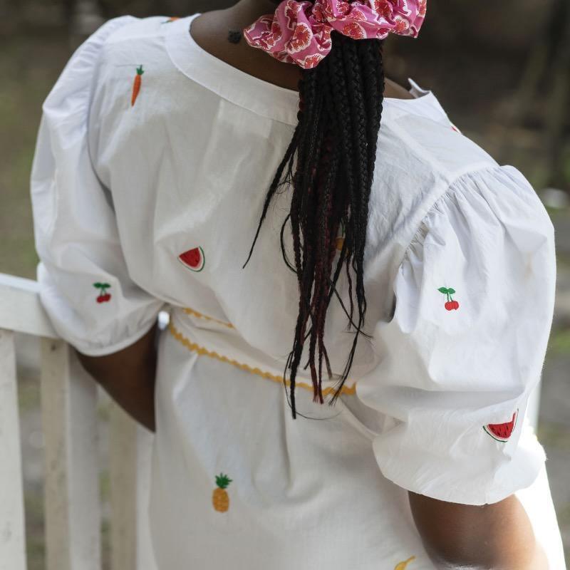 pink city prints five a day white dress