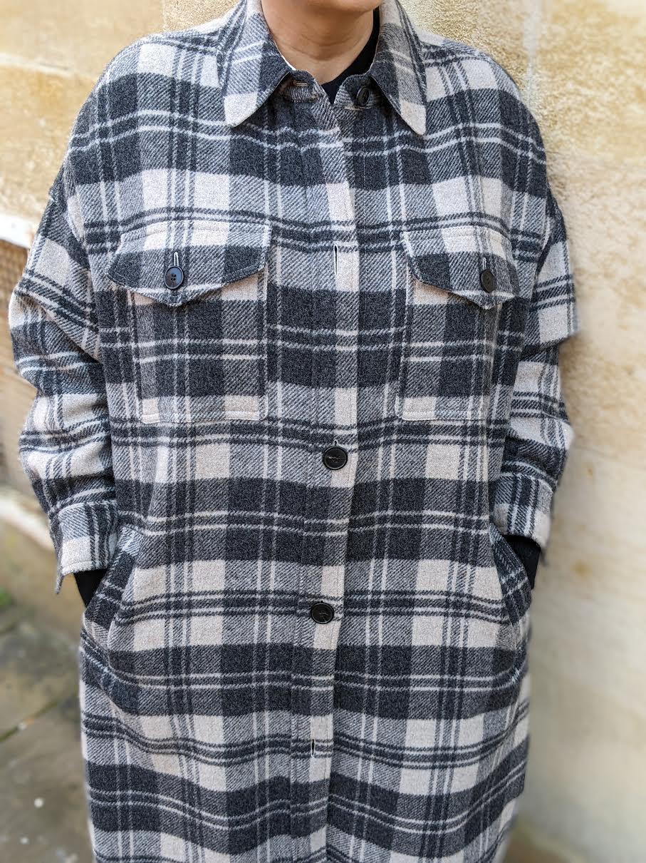 Isabel Marant Etoile - Fontia Black & Ecru Check Coat - 32 The Guild