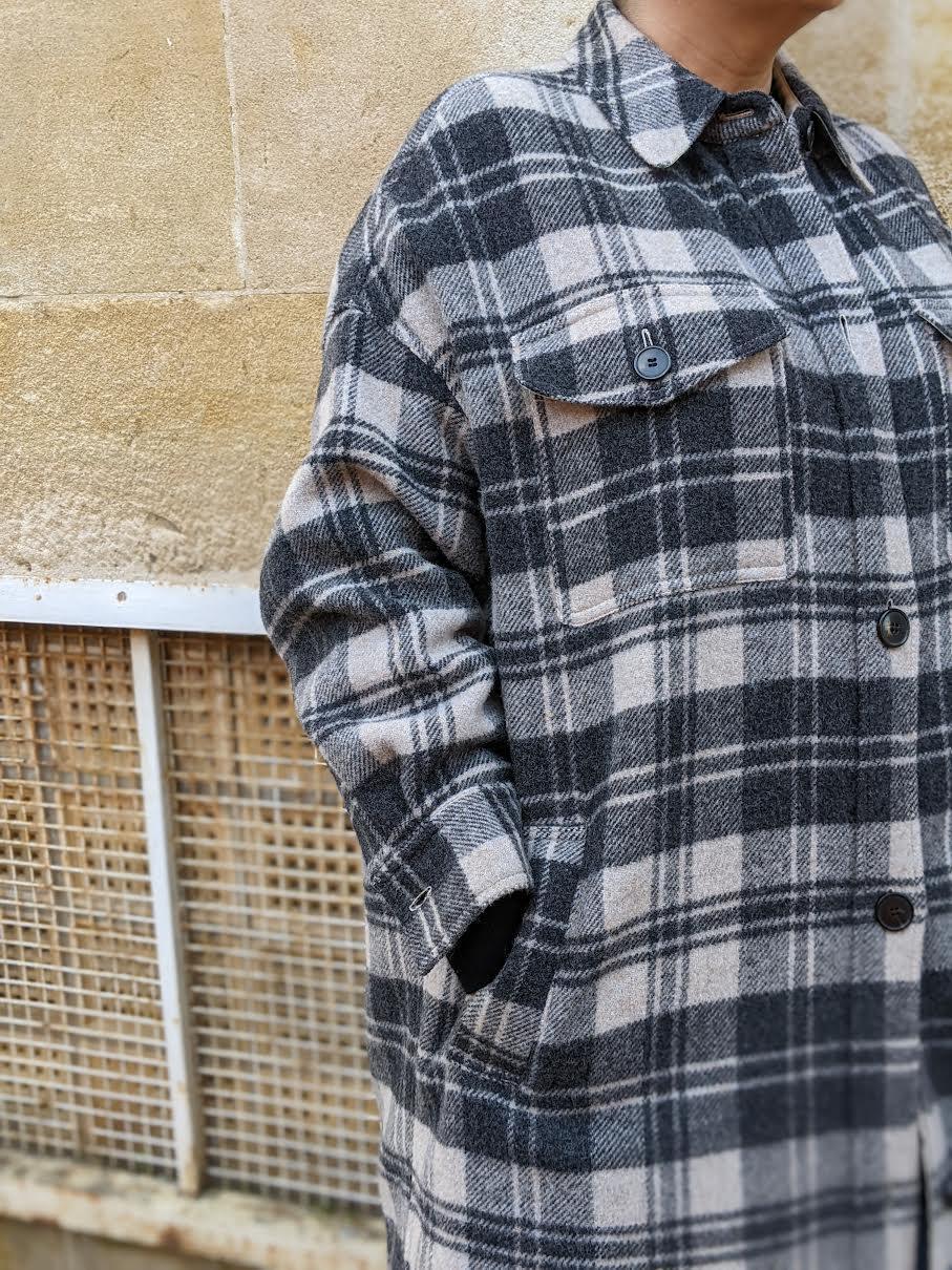 Isabel Marant Etoile - Fontia Black & Ecru Check Coat - 32 The Guild
