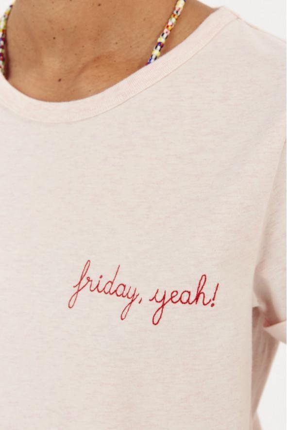 maison la biche friday yeah pink marl t-shirt
