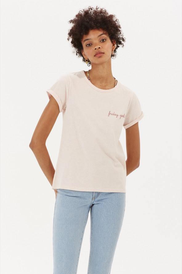 maison la biche friday yeah pink marl t-shirt