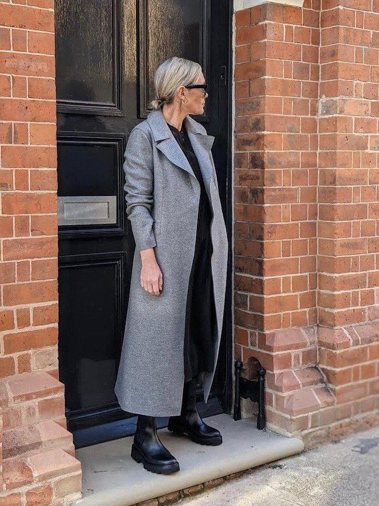 Harris Wharf - Grey Mouline Pressed Wool Maxi Coat - 32 The Guild