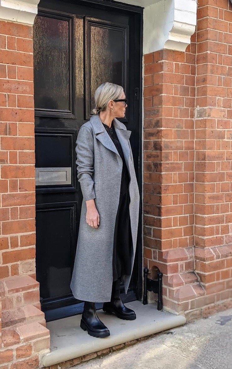 Harris Wharf - Grey Mouline Pressed Wool Maxi Coat - 32 The Guild