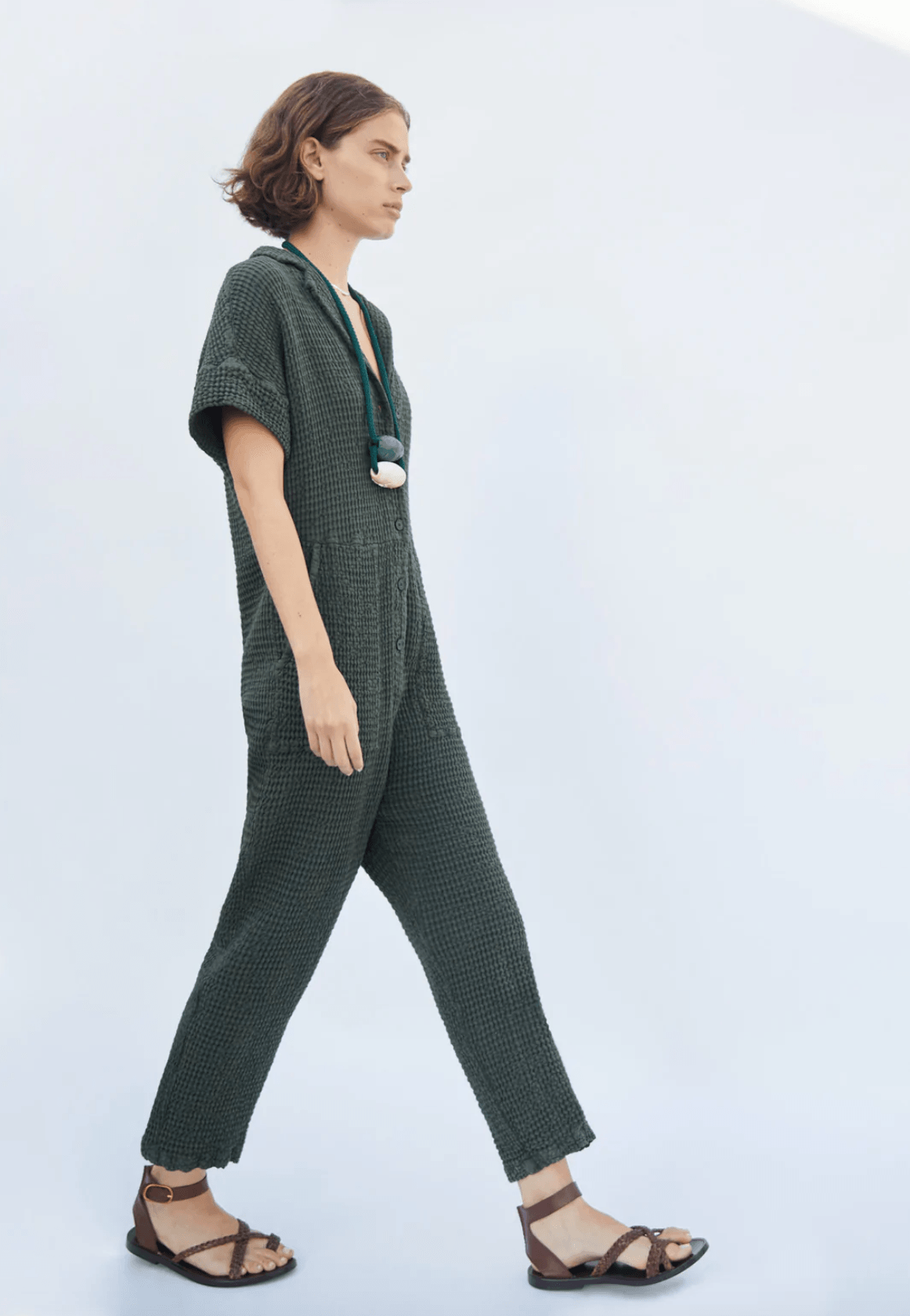 Masscob - Guincho Emerald Textured Cotton Jumpsuit - 32 The Guild