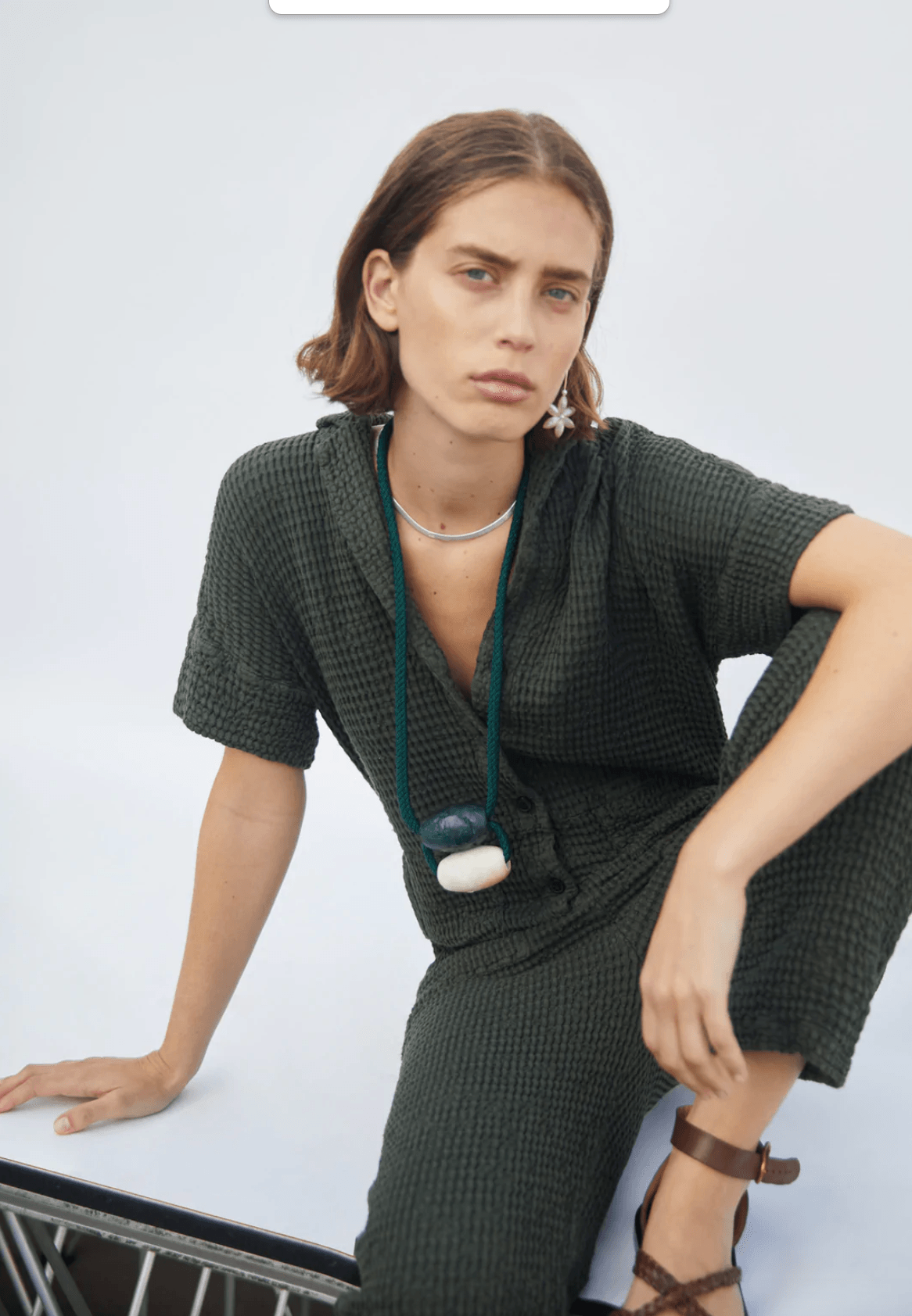 Masscob - Guincho Emerald Textured Cotton Jumpsuit - 32 The Guild